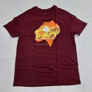 Lion King Disney Women's Tshirts Timon Pumbaa Simba Burgundy Orange Yellow M